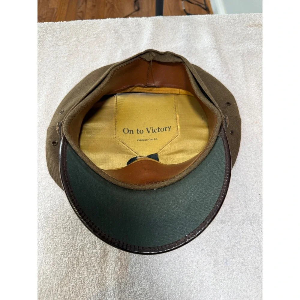 Vintage WWII US Army Officer Service Cap Feldman Cap Co On to Victory Visor Hat